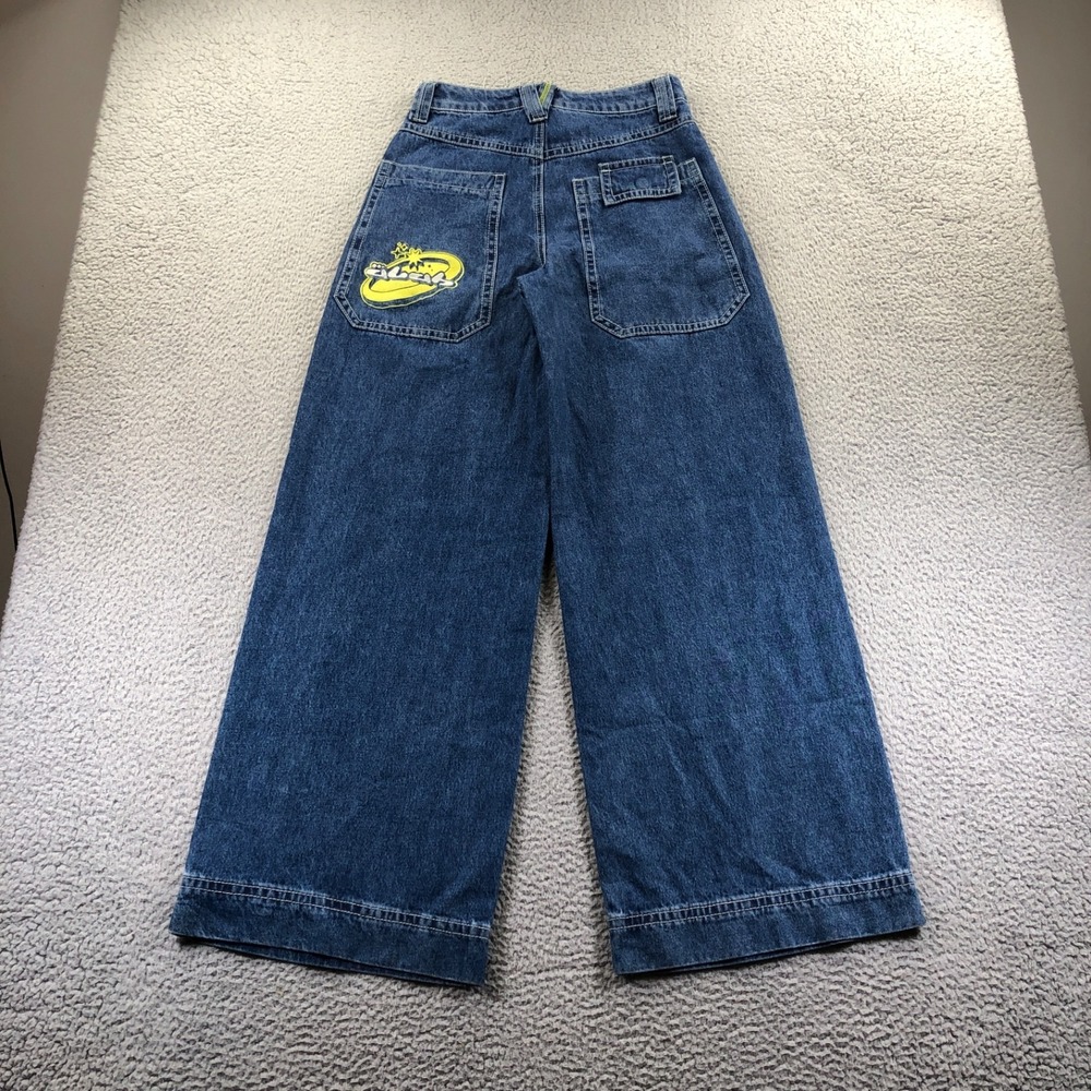 Alab Jeans Womens 4 28x32 Blue Baggy Wide Leg Embroidered Skater Y2K High Waist